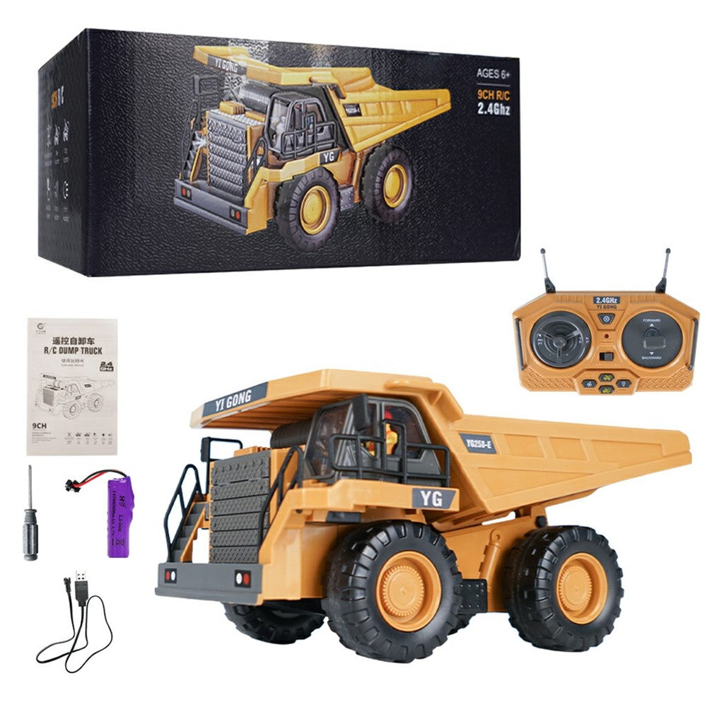 1048 1:24 Scale RC Dump Truck 9 Channel 2.4G Remote Control Construction Vehicle Gift , 2.5KG Load Capacity