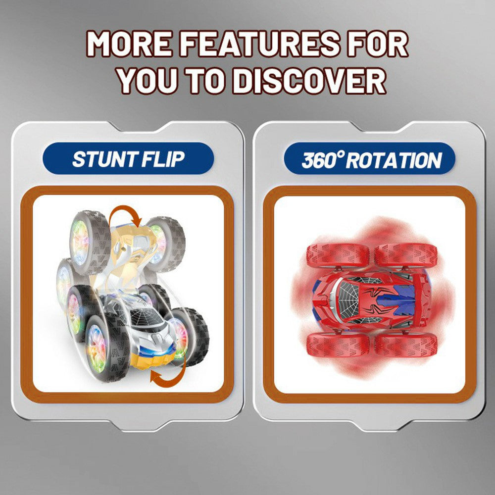 998 Remote Control Stunt Car Kids 2.4G Double Sided Flip Rolling Vehicle Toy with Cool Light