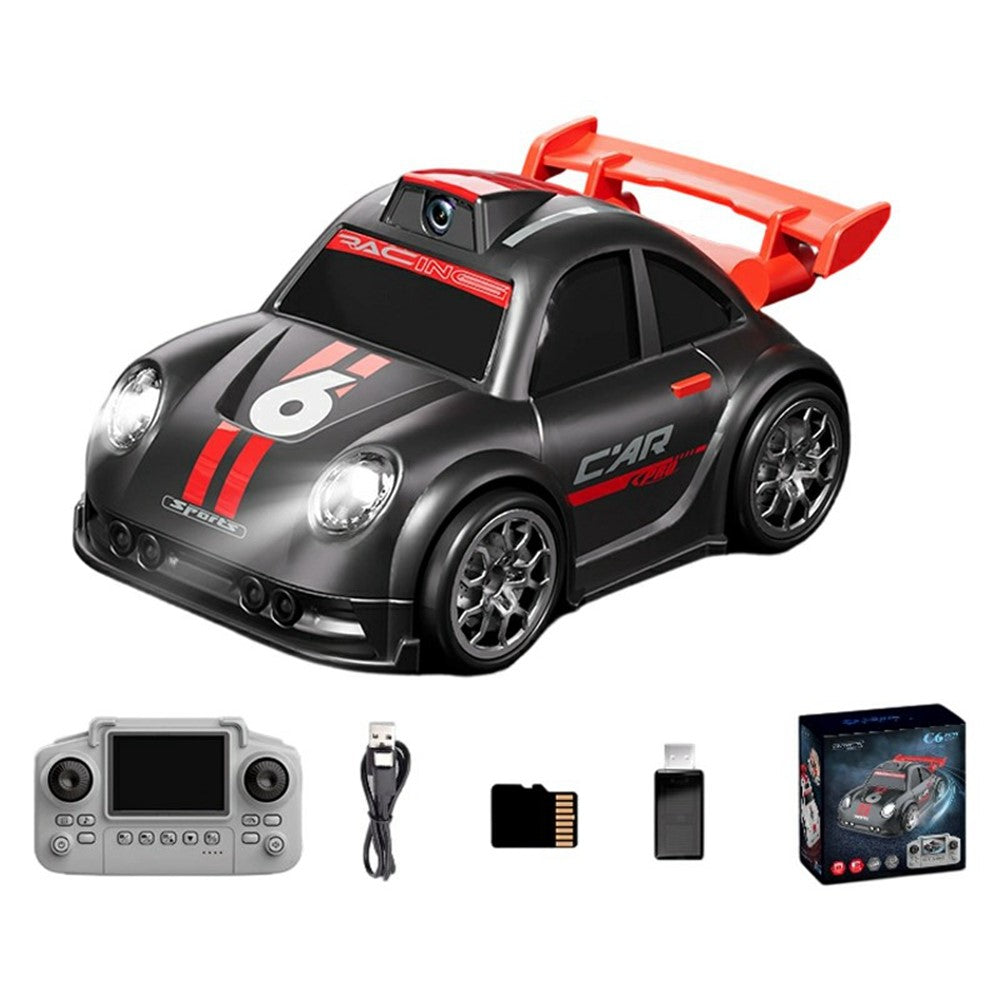 C6 Mini Cartoon RC Car Electric Vehicle Toy with Camera / 2.4 Inch Screen Controller / Music Function