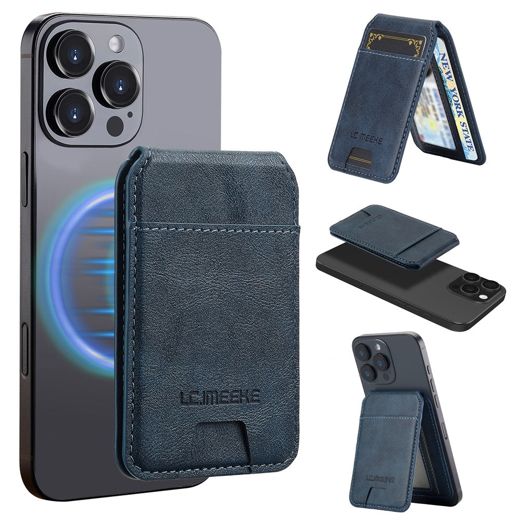 LC.IMEEKE Phone Magnetic Card Holder RFID Blocking Card Slots Leather Kickstand