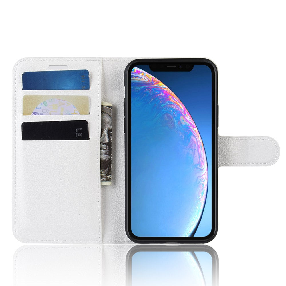 Litchi Skin Leather Wallet Stand Case for iPhone 11 6.1 inch (2019) with Soft TPU Inner Case