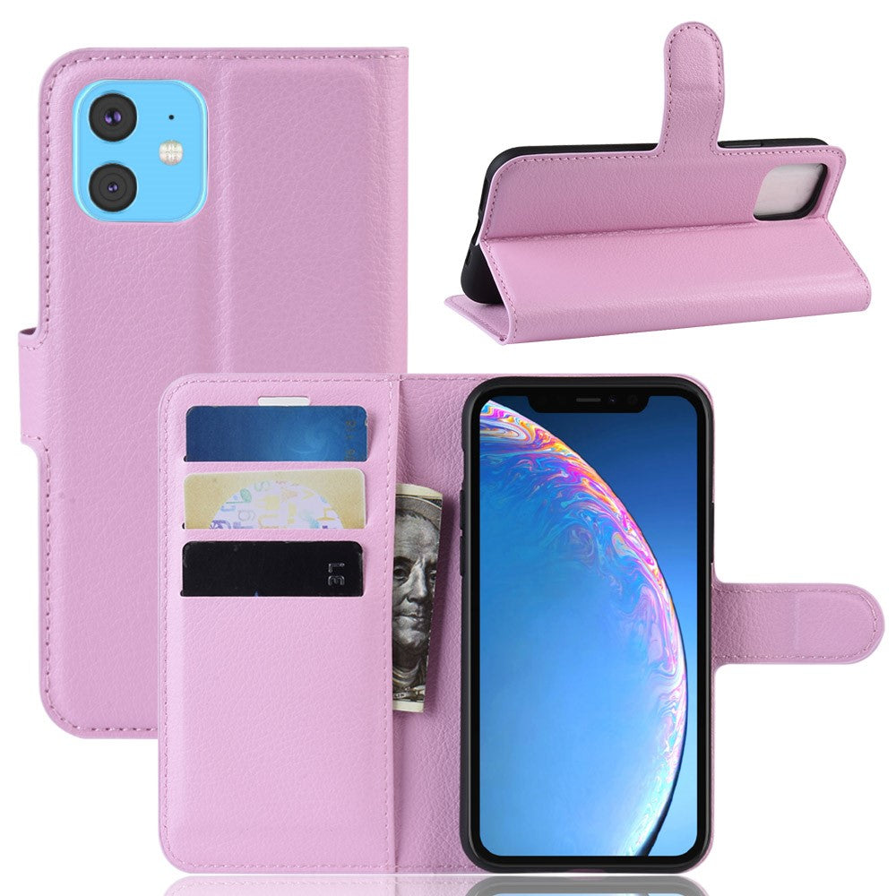 Litchi Skin Leather Wallet Stand Case for iPhone 11 6.1 inch (2019) with Soft TPU Inner Case