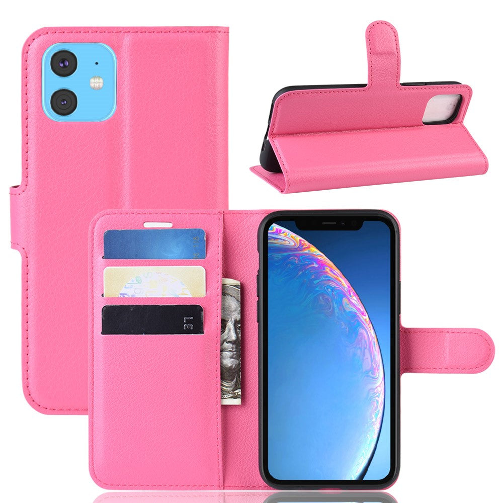 Litchi Skin Leather Wallet Stand Case for iPhone 11 6.1 inch (2019) with Soft TPU Inner Case