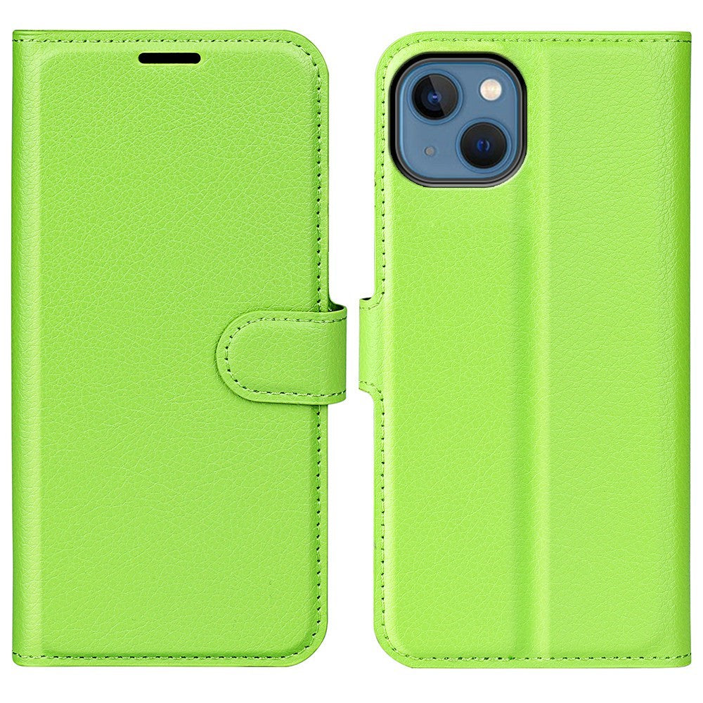 For iPhone 14 6.1 inch PU Leather Wallet Phone Case Litchi Texture Stand All-inclusive Protection Shell