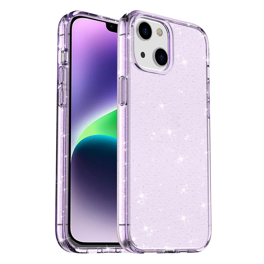 Shiny Glittery Powder Phone Case for iPhone 14 6.1 inch, Shockproof Soft TPU + Hard PC Protective Cover