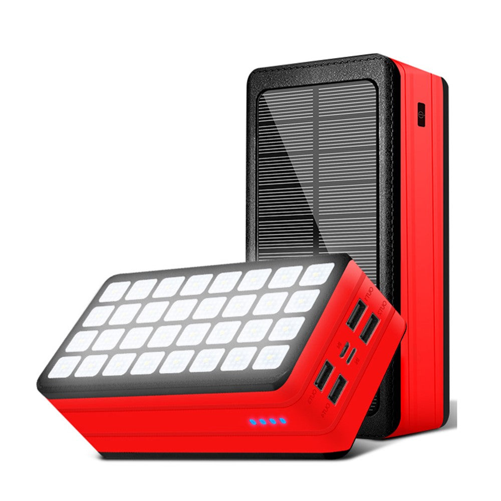 PSOOO PS-900 Solar Powerbank 50000 mAh – 4 USB-Ausgänge, 32 LED Campinglampe, Solar-Ladegerät