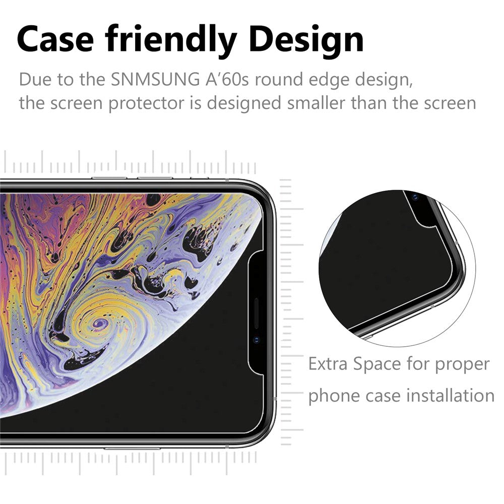 For Apple iPhone 11 Pro Max 6.5 inch (2019)/XS Max 9H Screen Tempered Glass Protector Film 0.25mm Arc Edge
