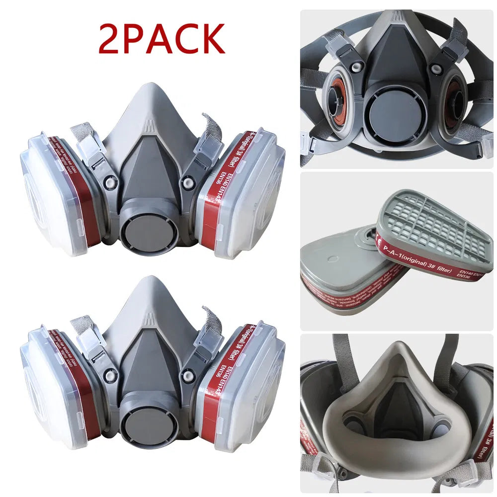 7-in-1 Halbmaske Atemschutz – Gas- & Sprühschutz mit 2 Filtern (Wiederverwendbar)