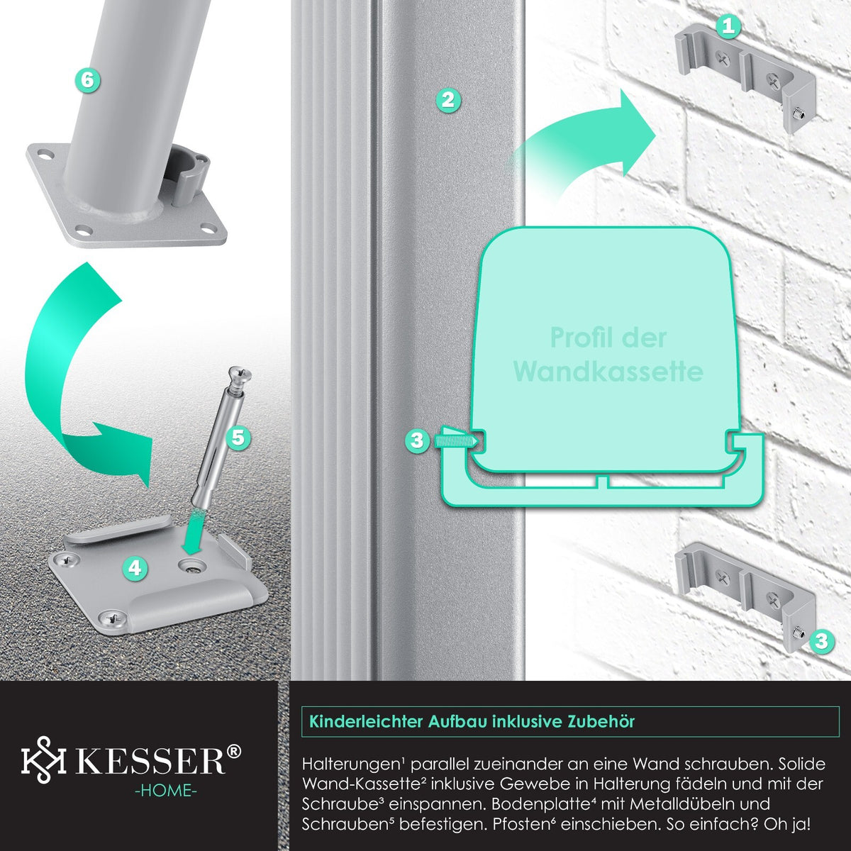 KESSER® Alu Seitenmarkise Ausziehbar Markise Wind Sonne Sicht Schutz Seitenrollo