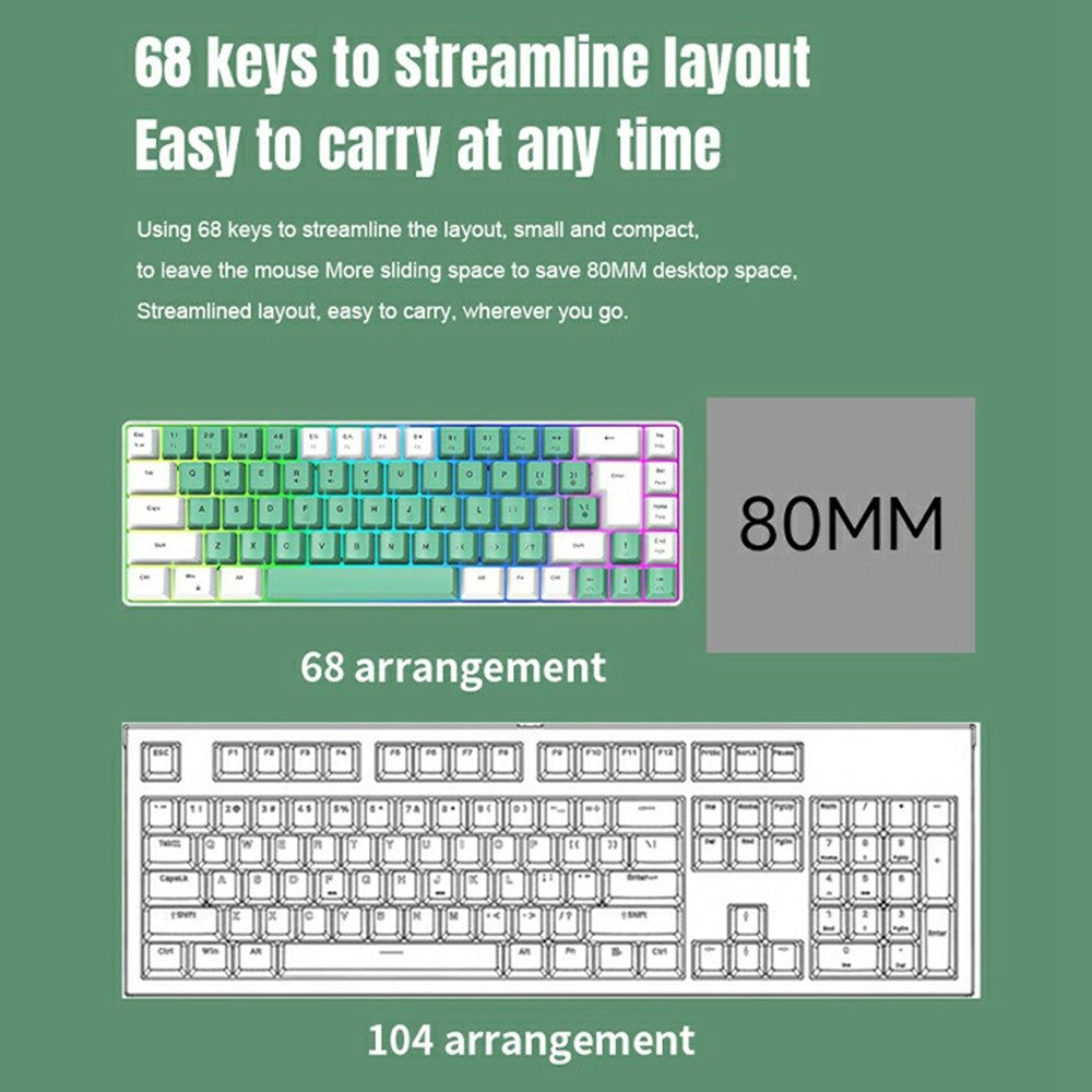 Y-FRUITFUL K701 68 Keys Wired Keyboard with RGB Light Mechanical Gaming Keyboard