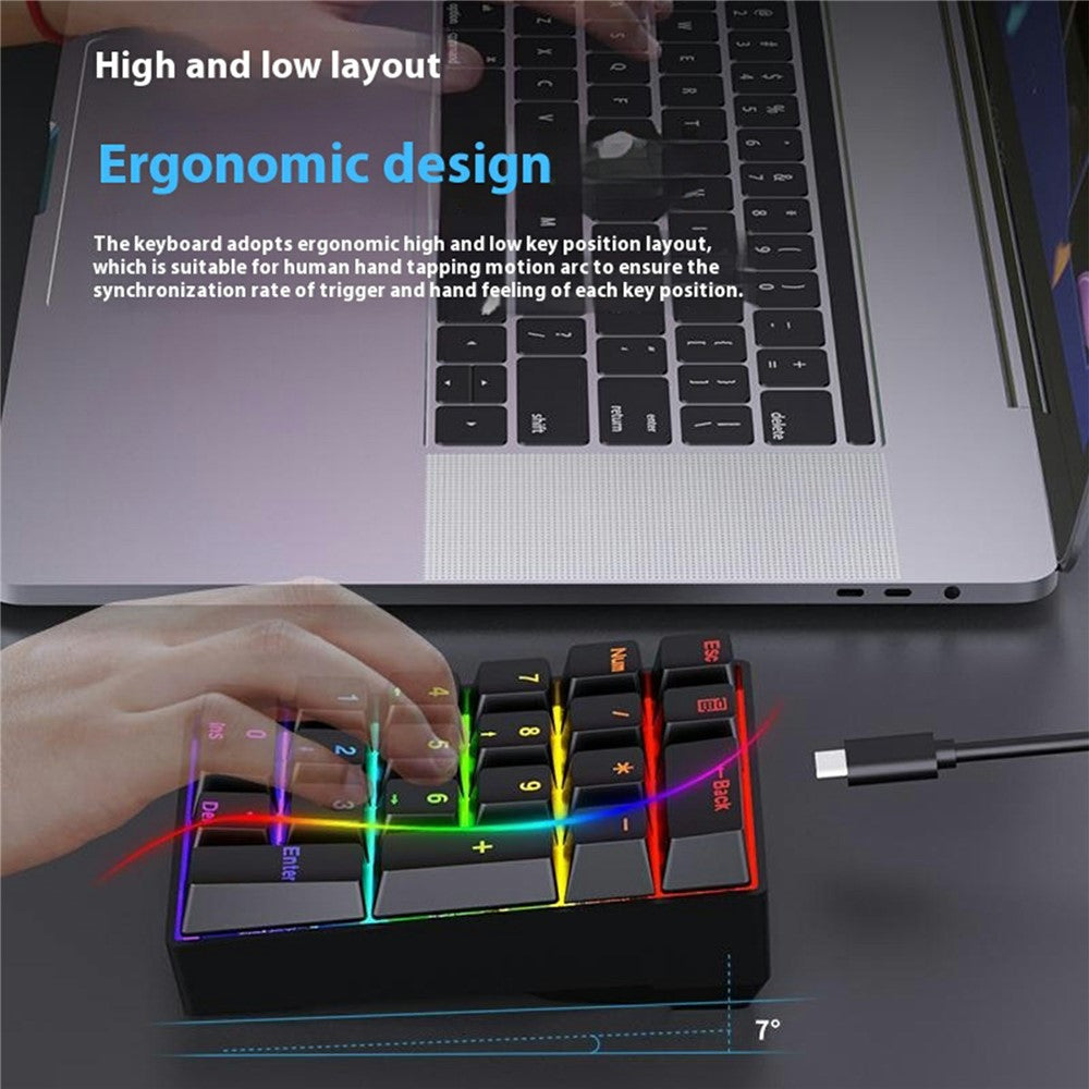 Y-FRUITFUL YF20 Laptop Mechanical Numeric Keypad 20 Keys RGB Backlit Wired External Mini Keyboard