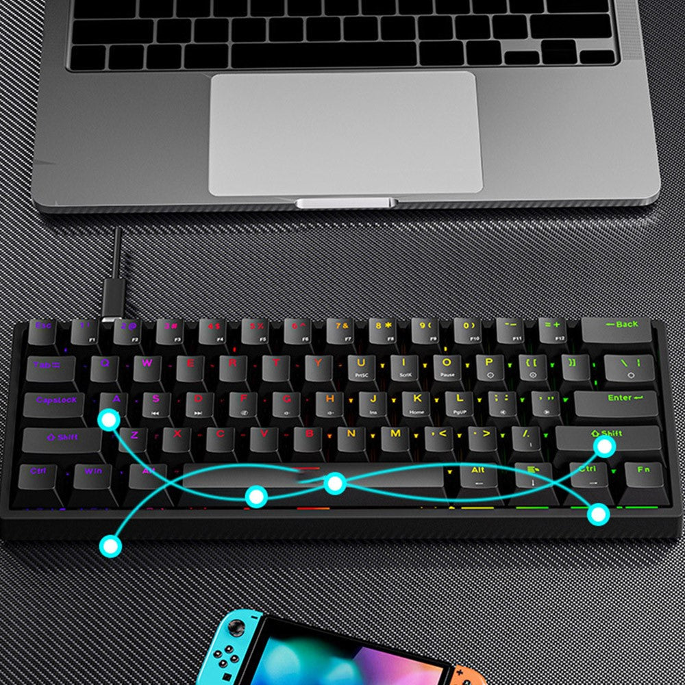 Y-FRUITFUL K33 61 Keys Type C Hot Swappable Mechanical Gaming Keyboard with RGB Light