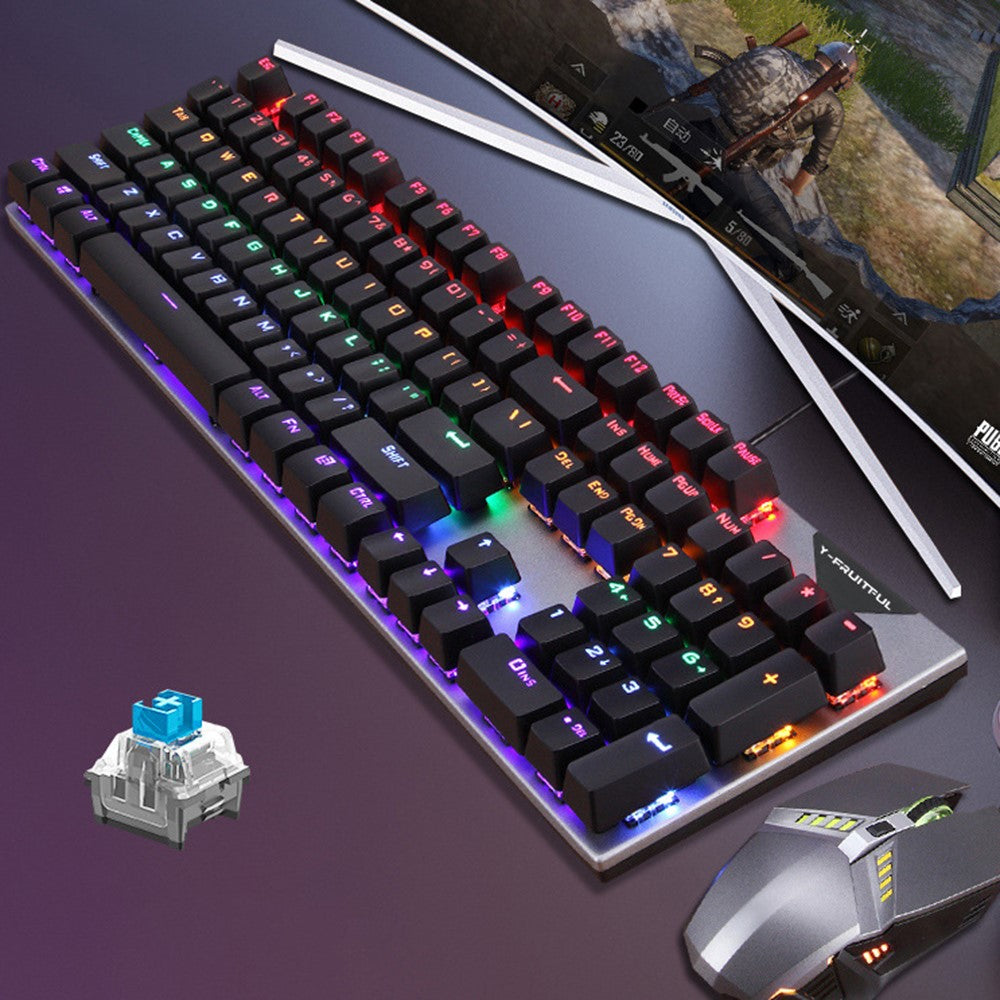 Y-FRUITFUL K137 Wired Mechanical Keyboard 104 Keys RGB Backlit Blue / Red Switch Gaming Keyboard