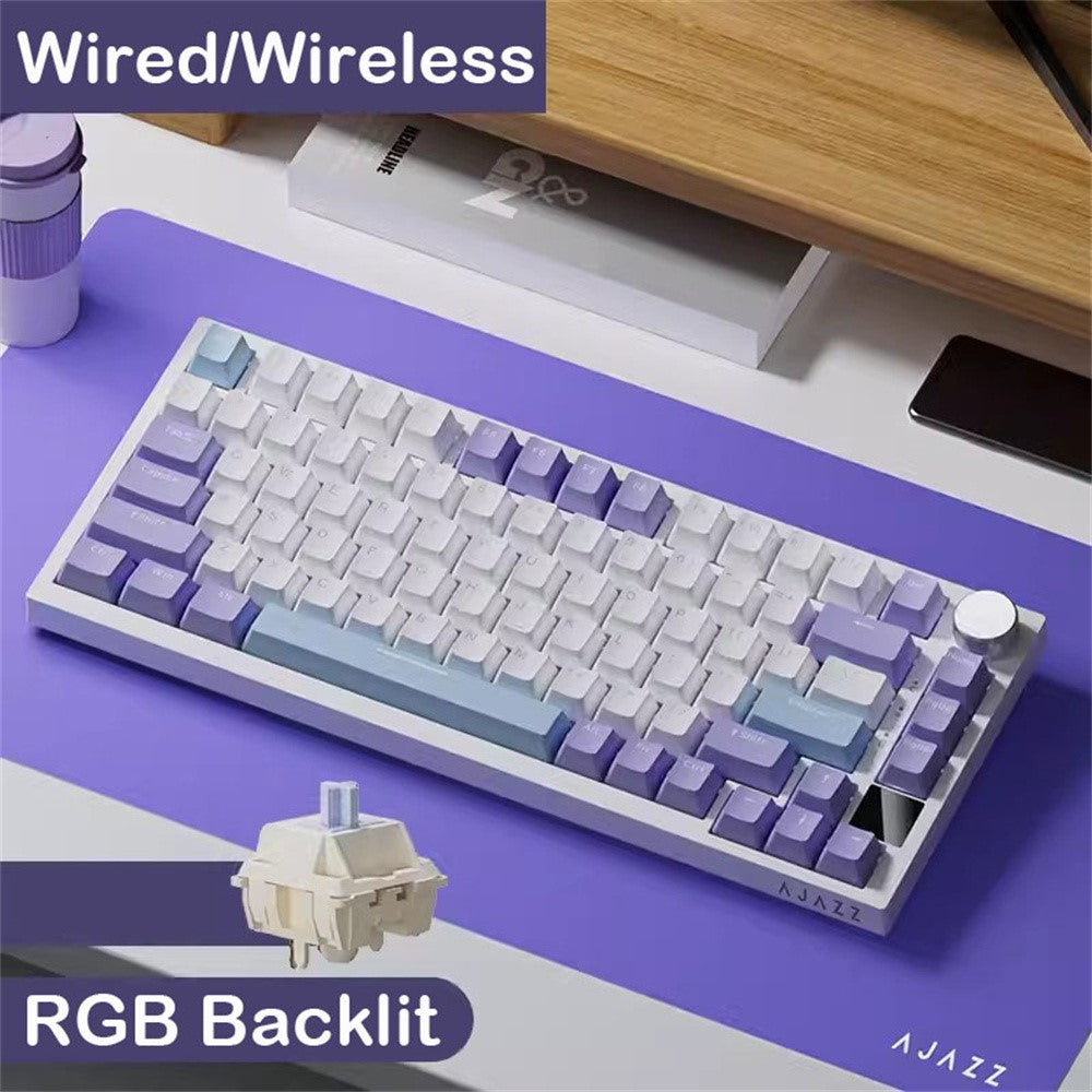 AJAZZ AK820pro Wireless Mechanical Keyboard Bluetooth-compatible Tri-Mode with Flying Fish Switches 81 Keys RGB Backlit Keyboard