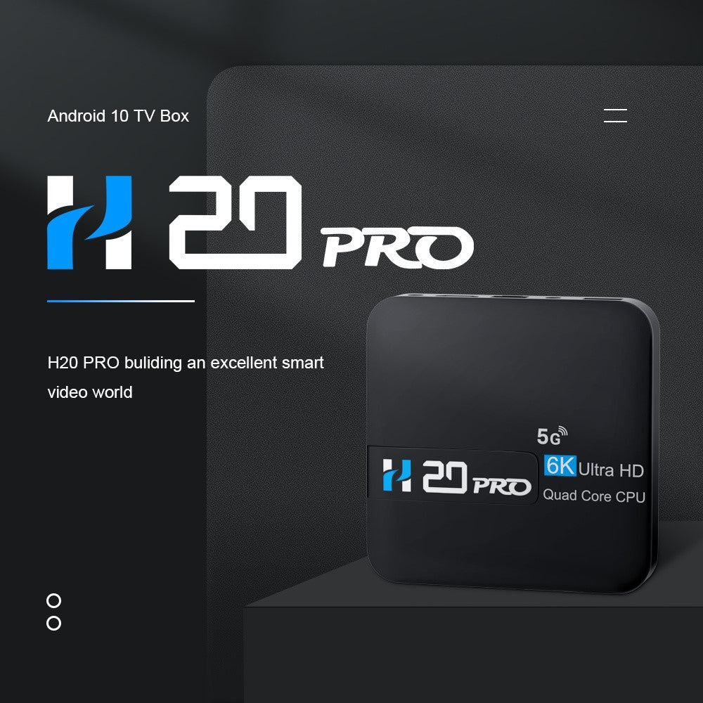 H20 Pro Smart TV Box Android 10.0 6K Ultra HD Media Player with Remote Control
