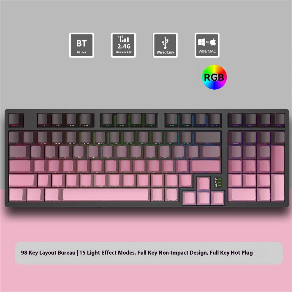 Y-FRUITFUL K98Pro 98 Keys Mechanical Keyboard Triple Mode Hot Swappable Gaming Keyboard with RGB Backlit