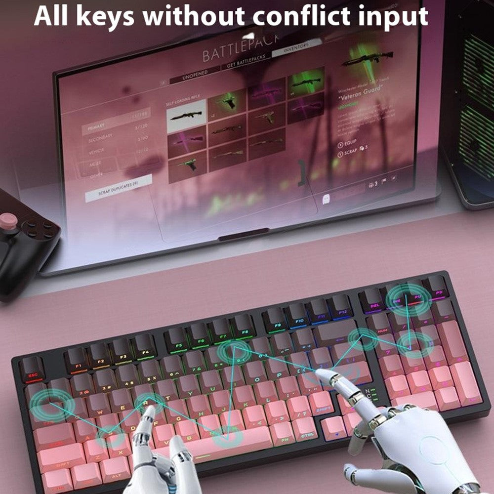 Y-FRUITFUL K98Pro 98 Keys Mechanical Keyboard Triple Mode Hot Swappable Gaming Keyboard with RGB Backlit
