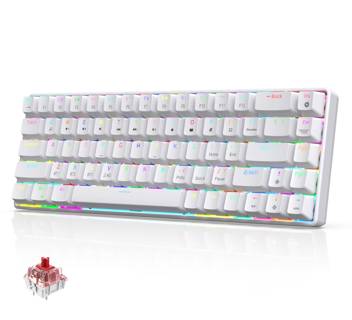 HXSJ V800 68-Key Mechanical Keyboard 2.4G Wireless/Bluetooth-compatible/Wired 3-Mode Keyboard with RGB Backlit