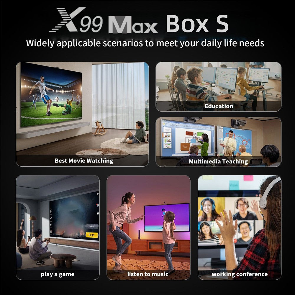 X99 MAX 2+8GB Android 14 TV Box RK3518 WiFi 6 4K HD Media Player with Bluetooth-compatible 5.0 Voice Remote Control