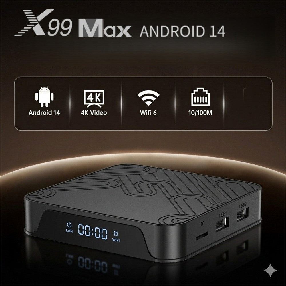 X99 MAX 2+8GB Android 14 TV Box RK3518 WiFi 6 4K HD Media Player with Bluetooth-compatible 5.0 Voice Remote Control
