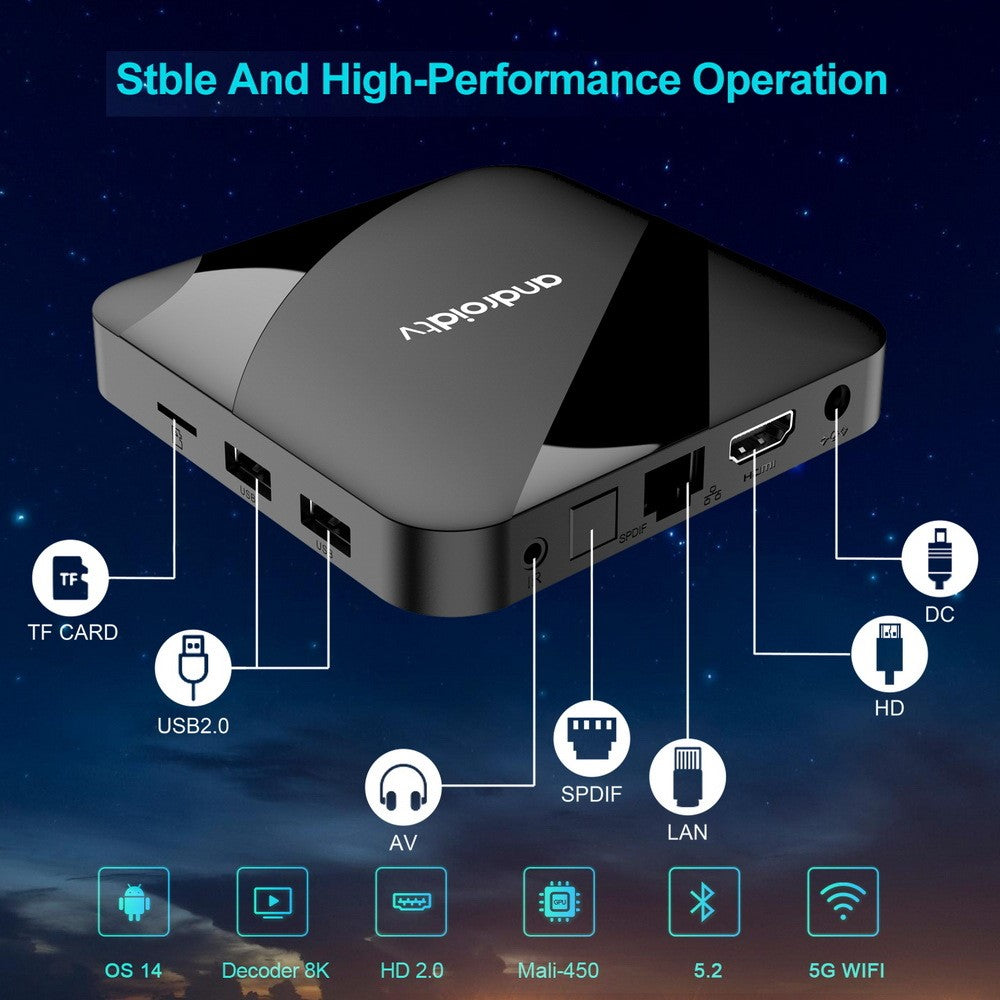 TV98 RK3528 4+32GB Android TV Box 2.4G / 5G WiFi6 Bluetooth-compatible 8K UHD Media Player