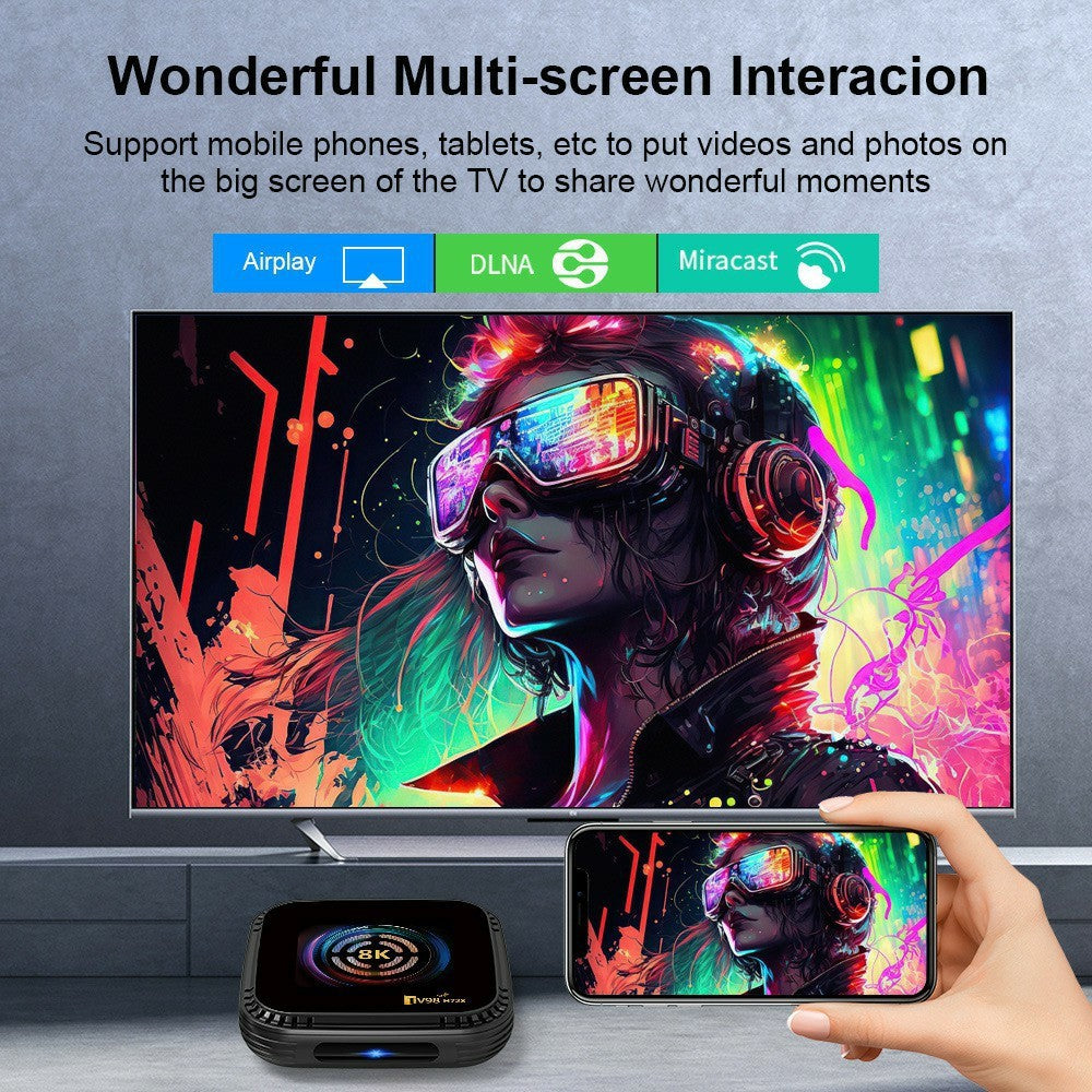 TV98 H728 Android 14 TV Box 8K Ultra HD Video Decoding WiFi 6 Dual Band Smart Media Player for Home Theater, 4+32GB