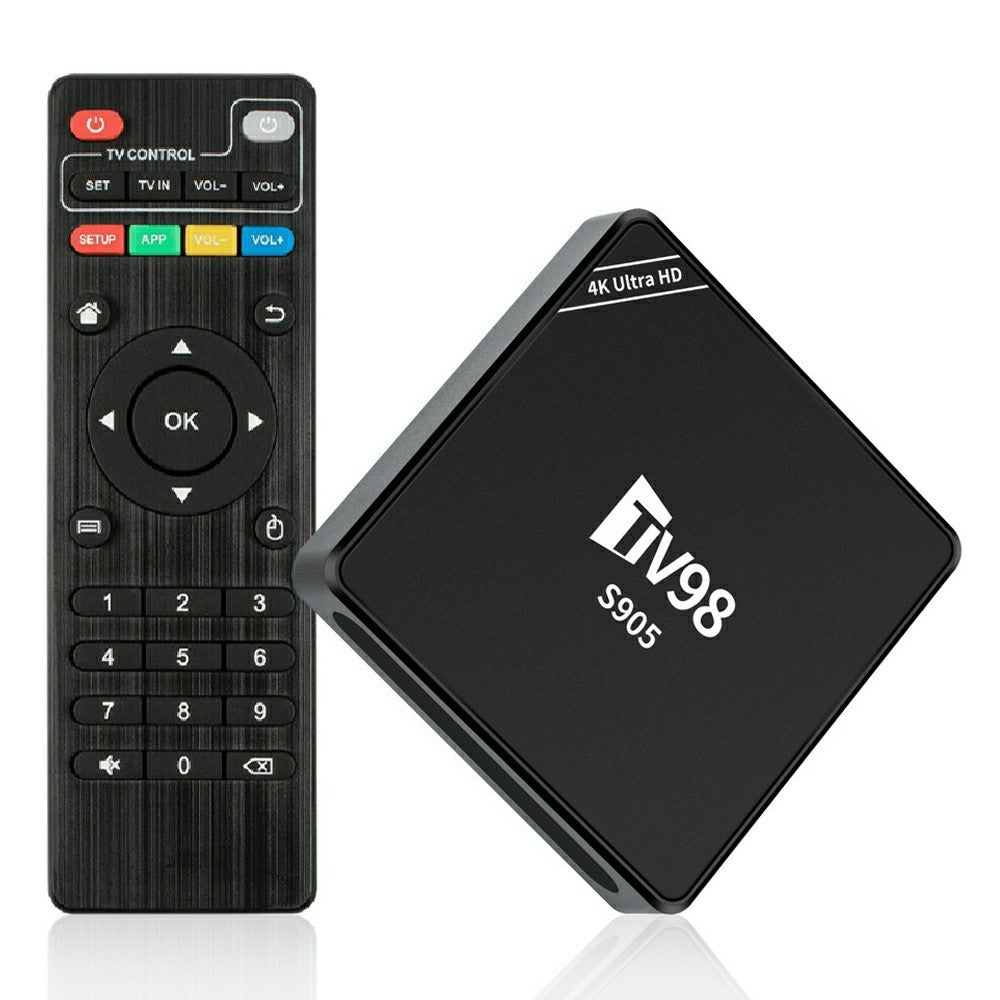 TV98 S905 8+128GB 4K Ultra HD Android 12.1 Smart TV Box 2.4G WiFi 100M Ethernet Dual Output HD AV Remote Control Set-Top Box