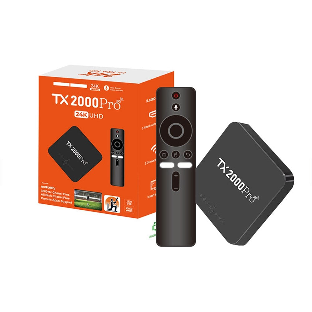 TX2000Pro 16+256GB Android TV Box 4K UHD Quad Core A53 Dual WiFi BT5.0 Media Player for Home Entertainment