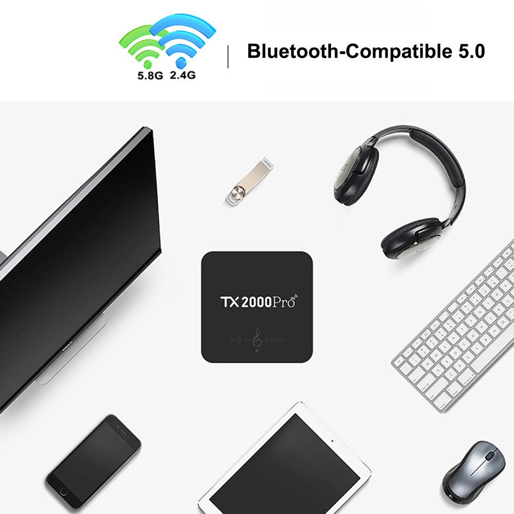 TX2000Pro 16+256GB Android TV Box 4K UHD Quad Core A53 Dual WiFi BT5.0 Media Player for Home Entertainment