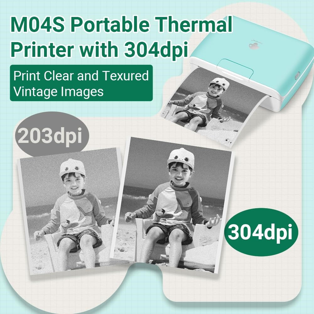 PHOMEMO M04S Mini Bluetooth-compatible Inkless Thermal Printer Wireless Photos Labels Notes Printer