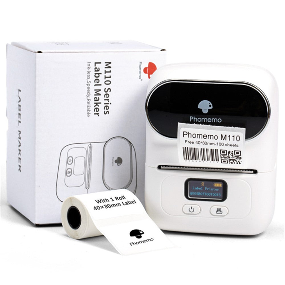 PHOMEMO M110 Mini Bluetooth-compatible Inkless Thermal Printer Wireless Clothes Barcode Label Price Tag Printer