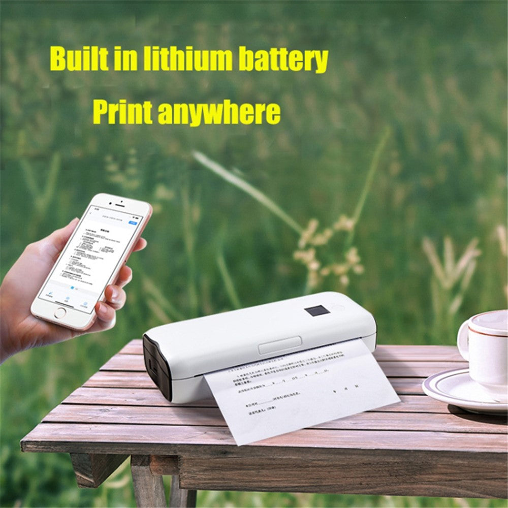 A4 Mini Phone Bluetooth-compatible USB Connection Inkless Printer Rechargeable ABS Thermal Photo Printer with 50 Print Papers