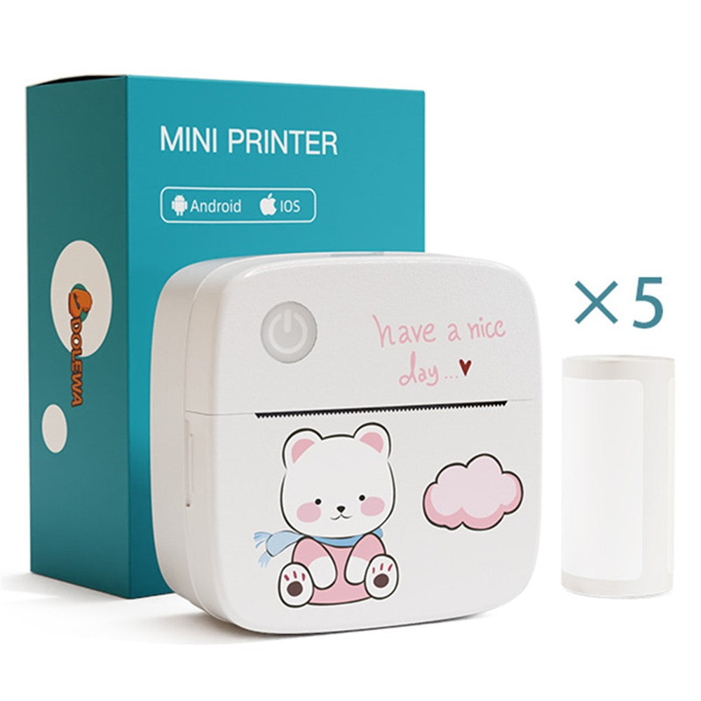 LX-D2 Bluetooth-compatible Photo Picture Smart Mini Printer with English Labels+5 Rolls 30mm Paper