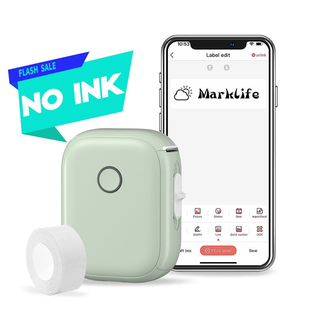 MARKLIFE P12 Thermal Label Printer with Printing Paper, 1200mAh Portable Mini Printer (Standard Printing Paper Size 15mm x 7m)