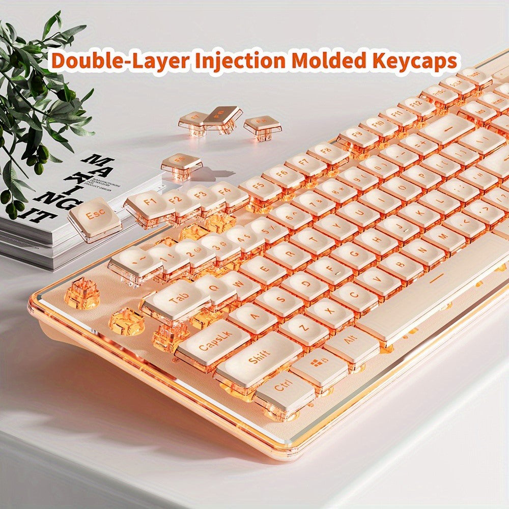 EWEADN V3 Home Office Computer Laptop Mute Keyboard USB Wired Backlit Keyboard