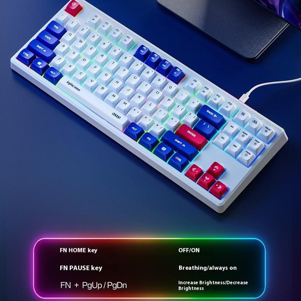 INPHIC K902 87 Keys Mute Keyboard Gaming Keyboard with Colorful Light for Home Office