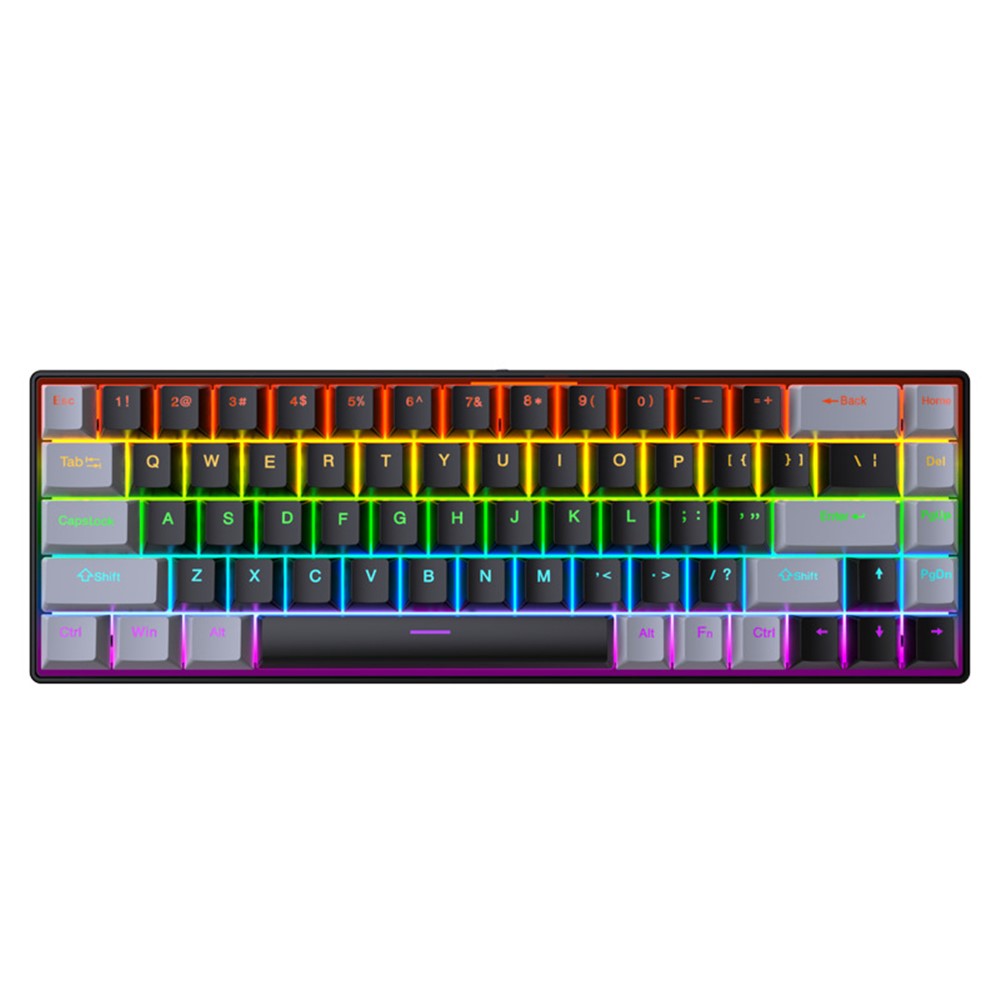 Y-FRUITFUL K68 Color Splicing Wired Keyboard 68-Key RGB Backlit Computer Office Gaming Keyboard