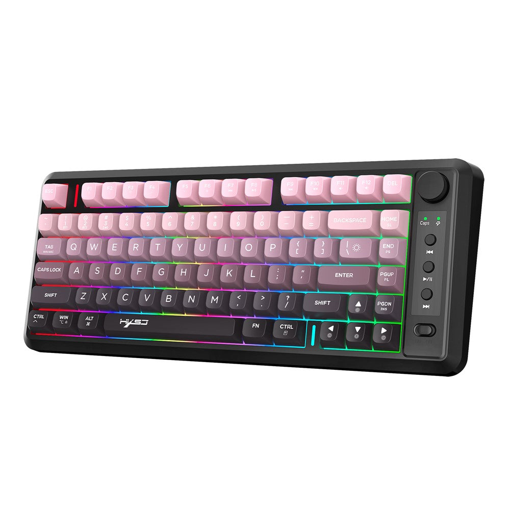 HXSJ L400 81 Keys Membrane Keyboard 2.4G + Bluetooth-compatible Tri-Mode Wireless Keyboard with RGB Backlit