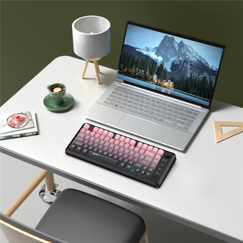 HXSJ L400 81 Keys Membrane Keyboard 2.4G + Bluetooth-compatible Tri-Mode Wireless Keyboard with RGB Backlit