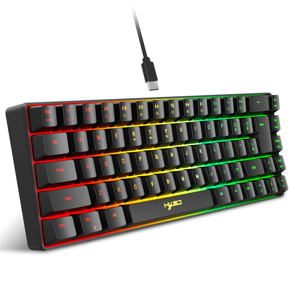 HXSJ V200 68 Keys USB Wired Membrane Keyboard with RGB Backlit Gaming Keyboard