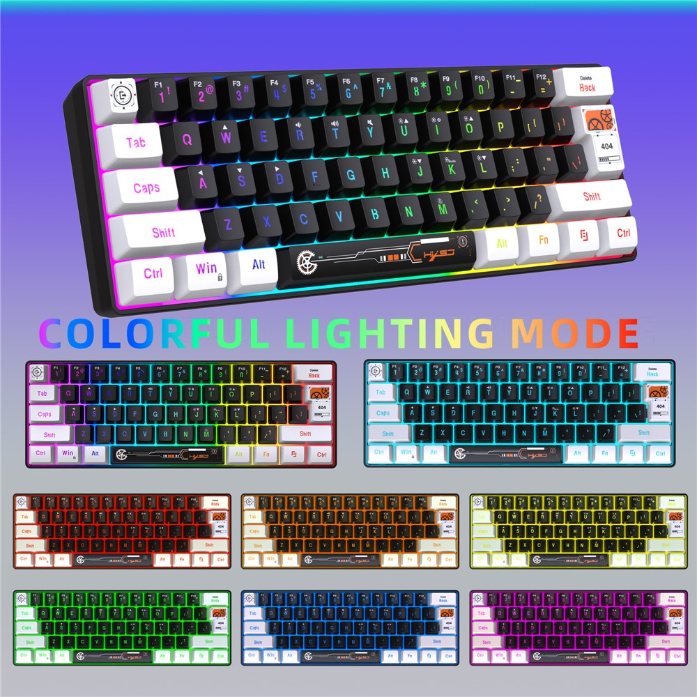 HXSJ V700 61 Keys Wired Keyboard with RGB Backlit for PC / Laptop Multimedia Control Gaming Keyboard