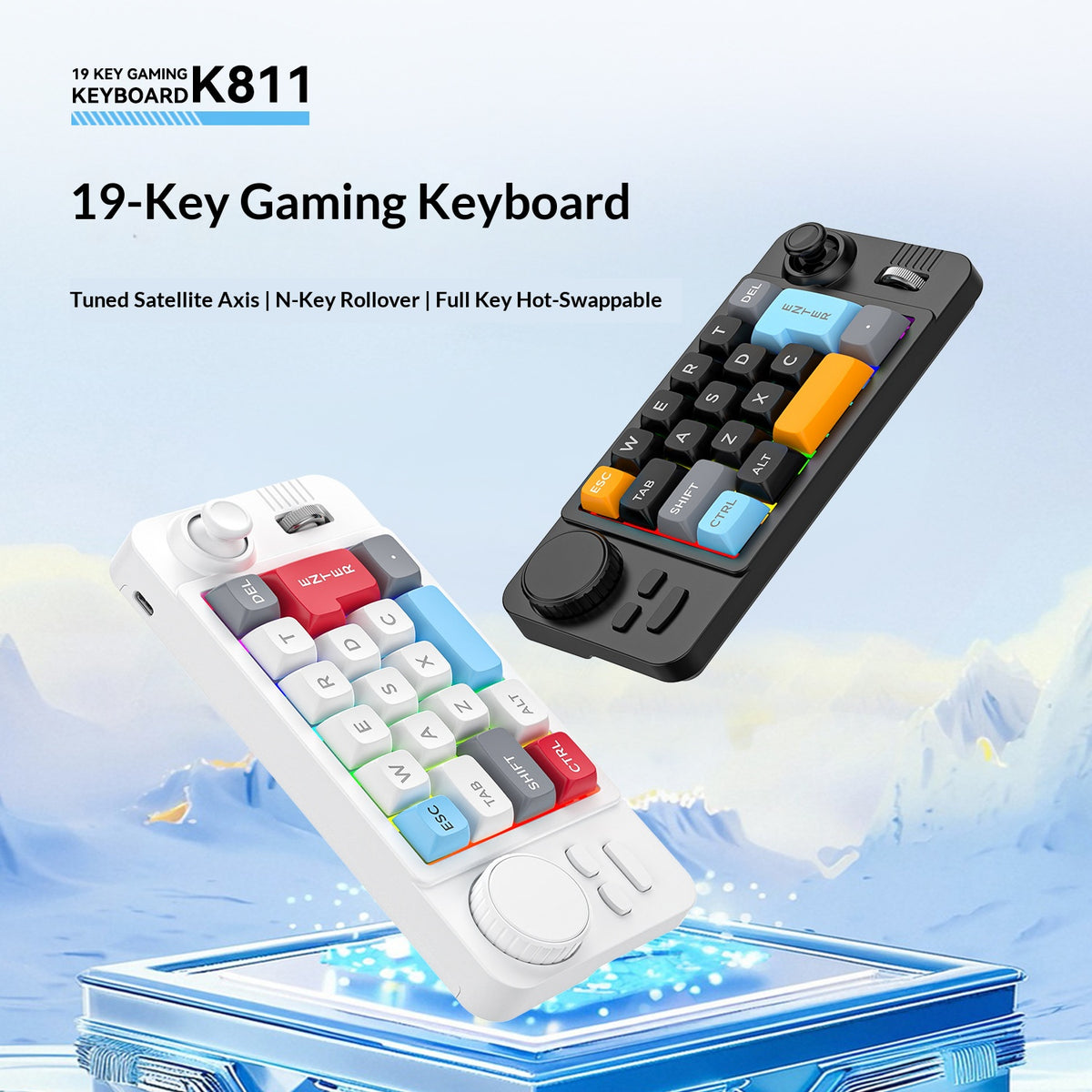 19-Key Hot-Swappable Mechanical Gaming Keyboard Wired Keyboard with RGB Backlit