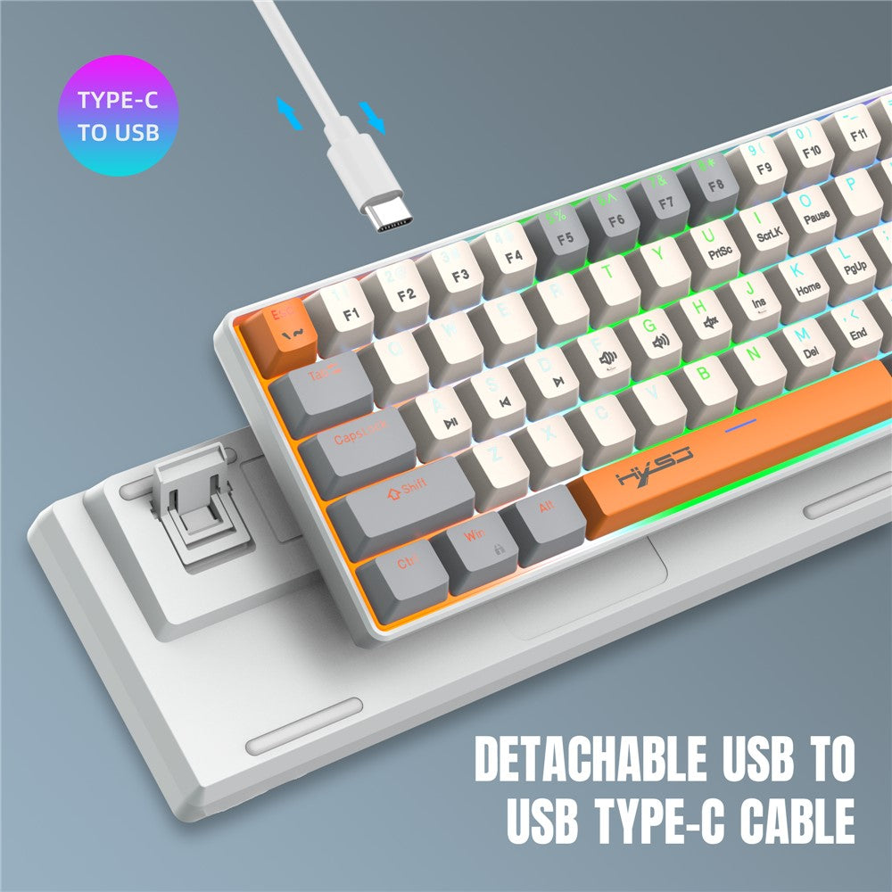 HXSJ V500 Mechanical Wired Keyboard 63 Keys Gaming Keyboard with Backlight Effect