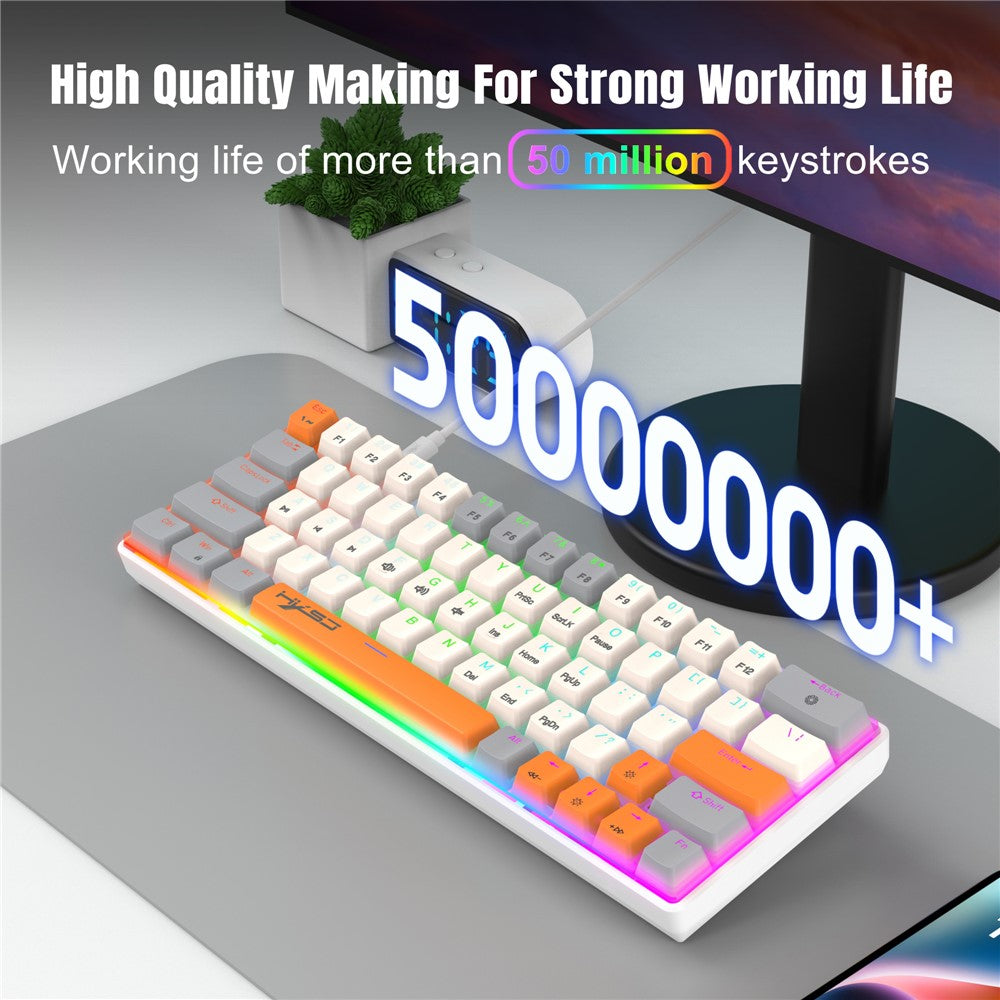HXSJ V500 Mechanical Wired Keyboard 63 Keys Gaming Keyboard with Backlight Effect