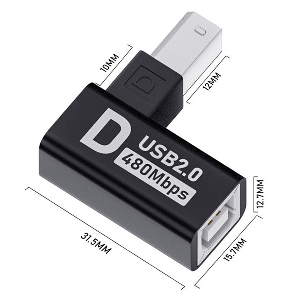 U2-038-BM002 4Pcs / Set USB 2.0 Type-B Male to Female Extension Adapter Horizontal Vertical Angled 90 Degree for Printer Scanner