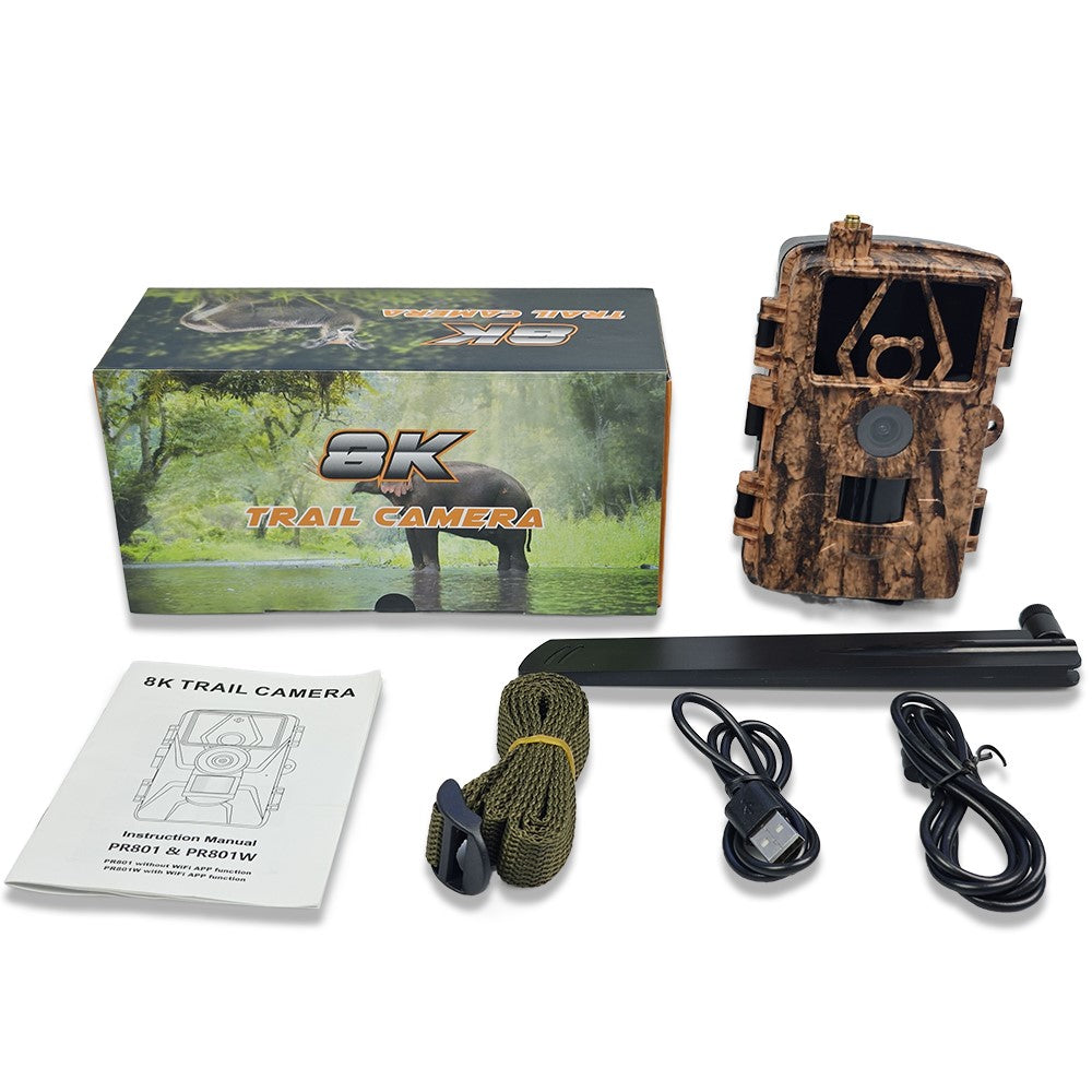 PR801LTE 4G LTE Trail Camera IP66 Waterproof 8K 60MP Wildlife Hunting Camera with Night Vision PIR Motion Detection