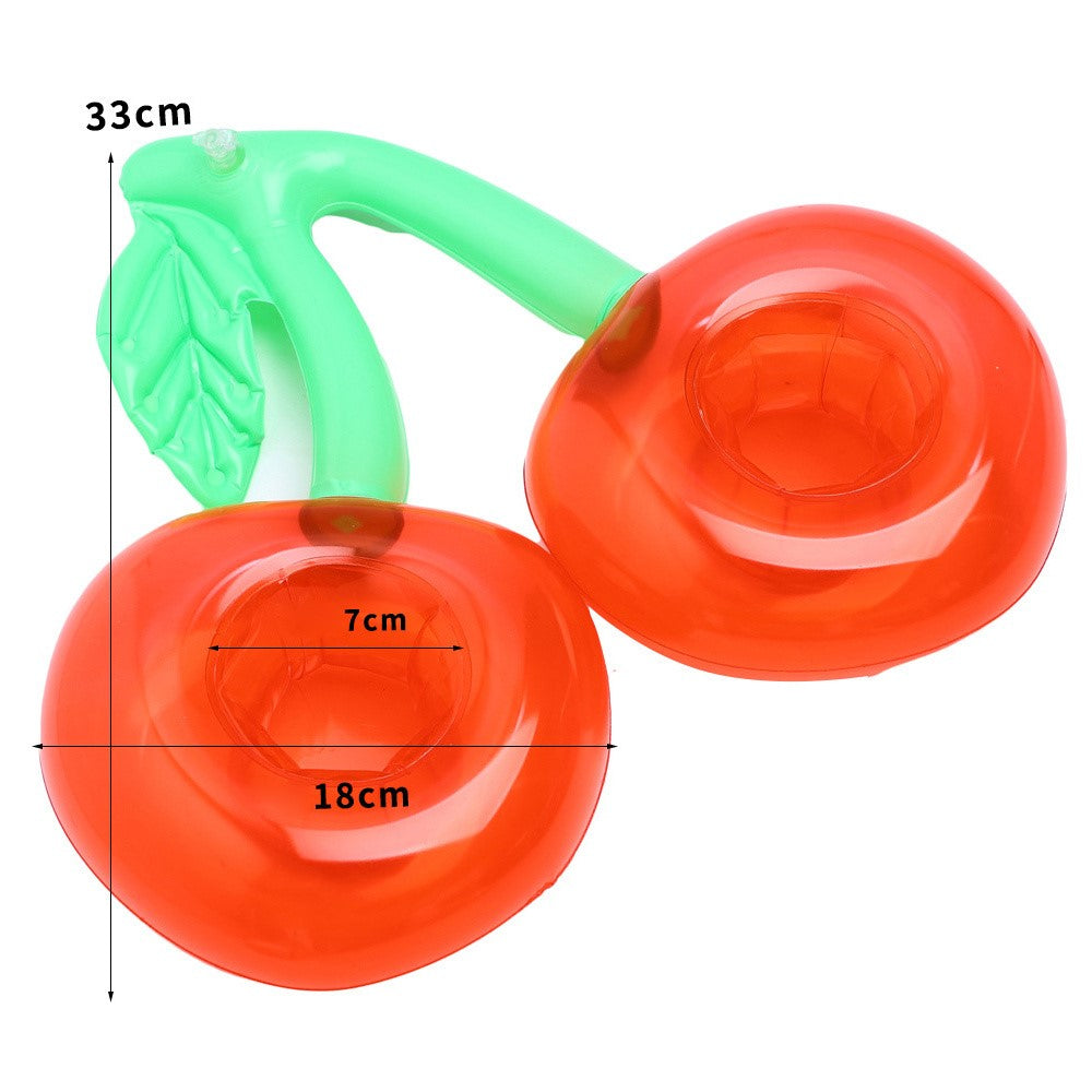2 Slots Inflatable Cherry Design Drink Holder Floating Cup Stand for Pool / Beach Party, 33 x 18cm