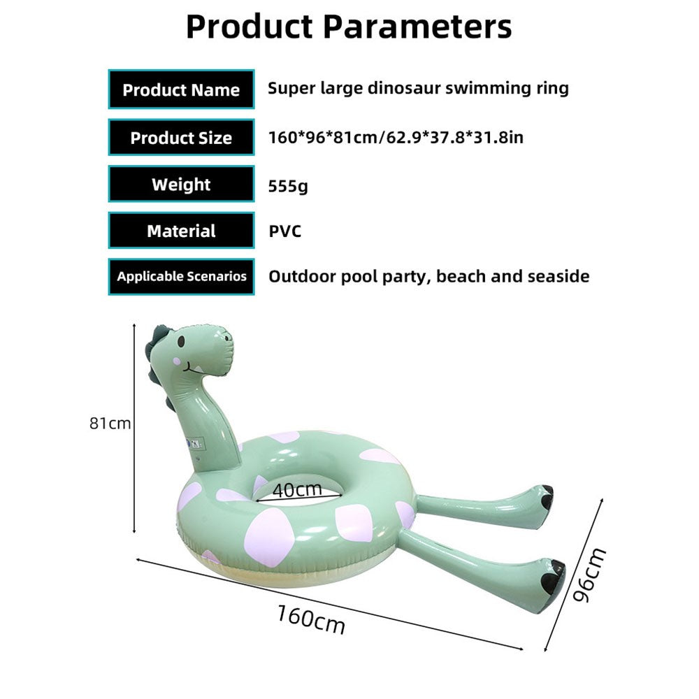 Dinosaur Design Inflatable Pool Float PVC Swimming Ring Rest Seat Adults Large Size Thick Swim Tube