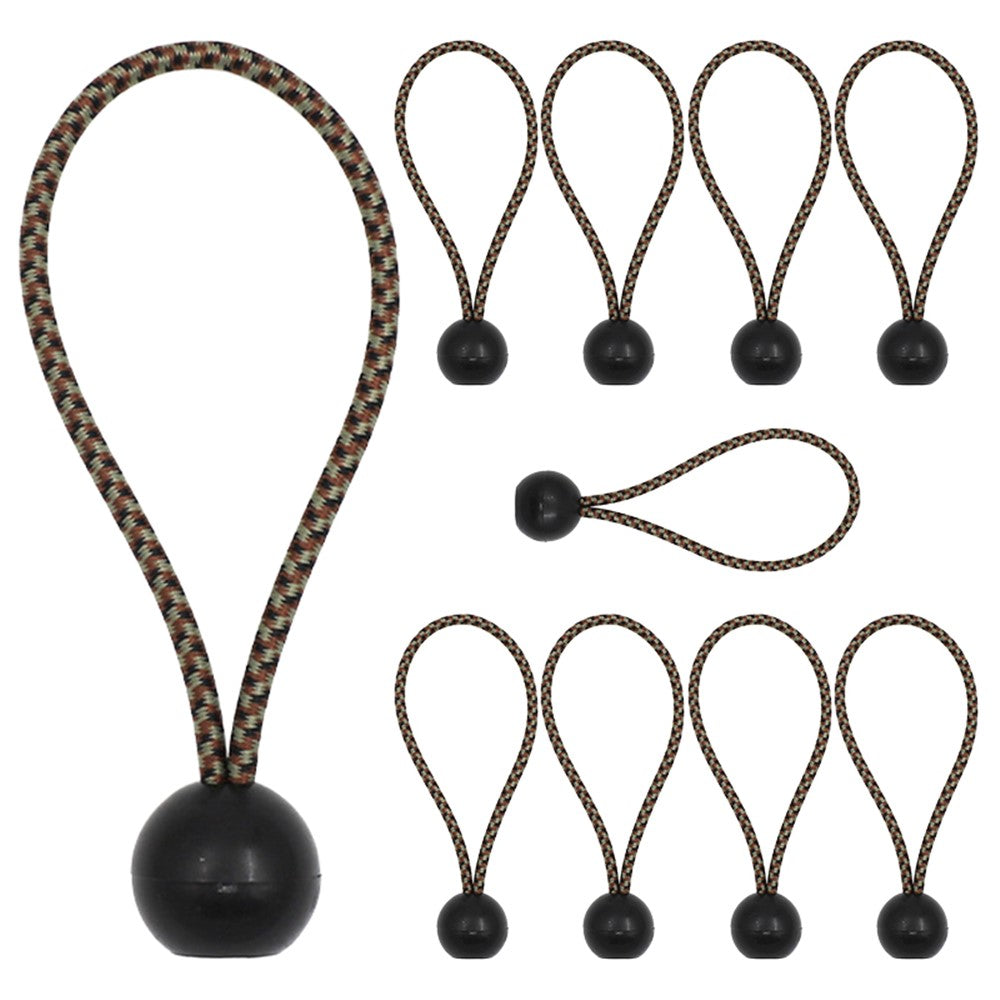 LUCKSTONE 10Pcs Tent Tie Down Rope Elastic Ball Buckle Fixed Strap for Outdoor Camping Hiking Fishing Awning