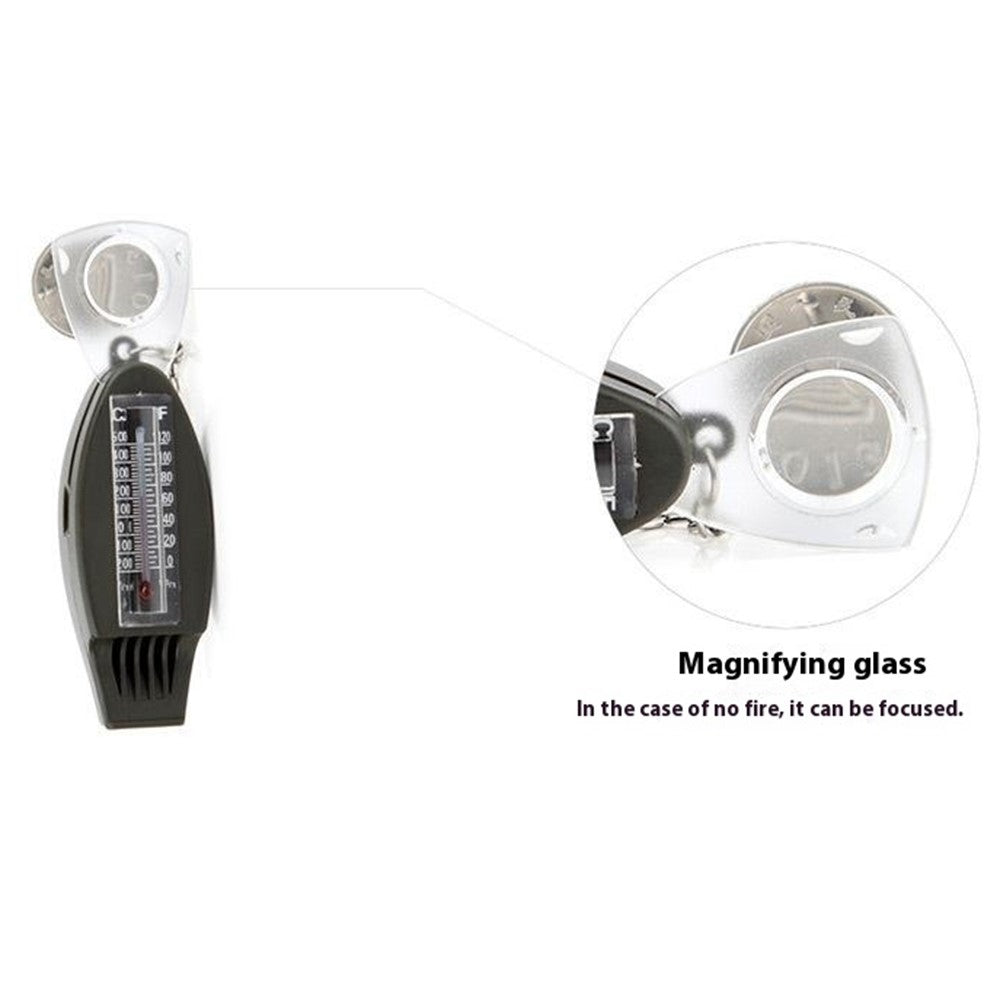 AOTU Multifunction 4 In 1 Survival Tool Whistle Compass Glass Magnifier Thermometer